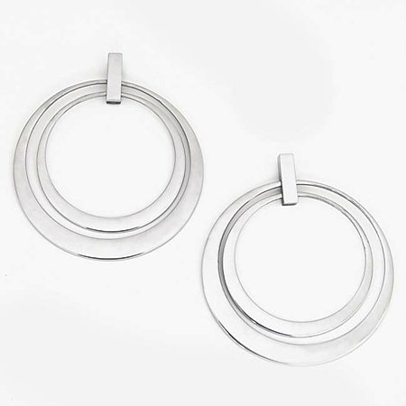 Steelx ER213 Polished Steel Circle Go-go style Post Earrings - Click Image to Close
